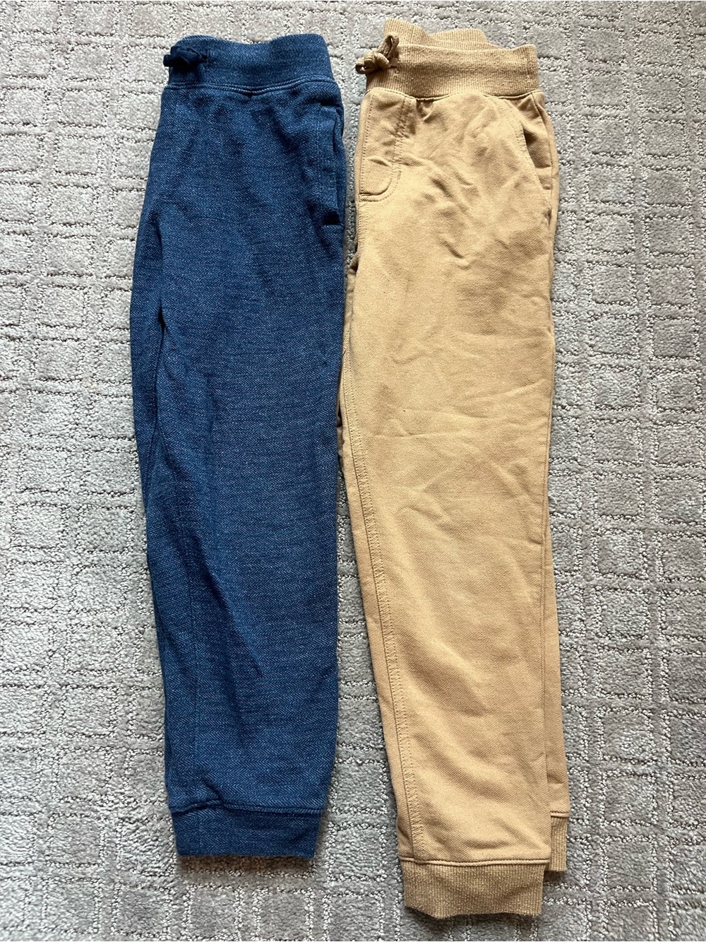 Janie & Jack kids Cozy Jogger Pants - Navy Blue & Tan